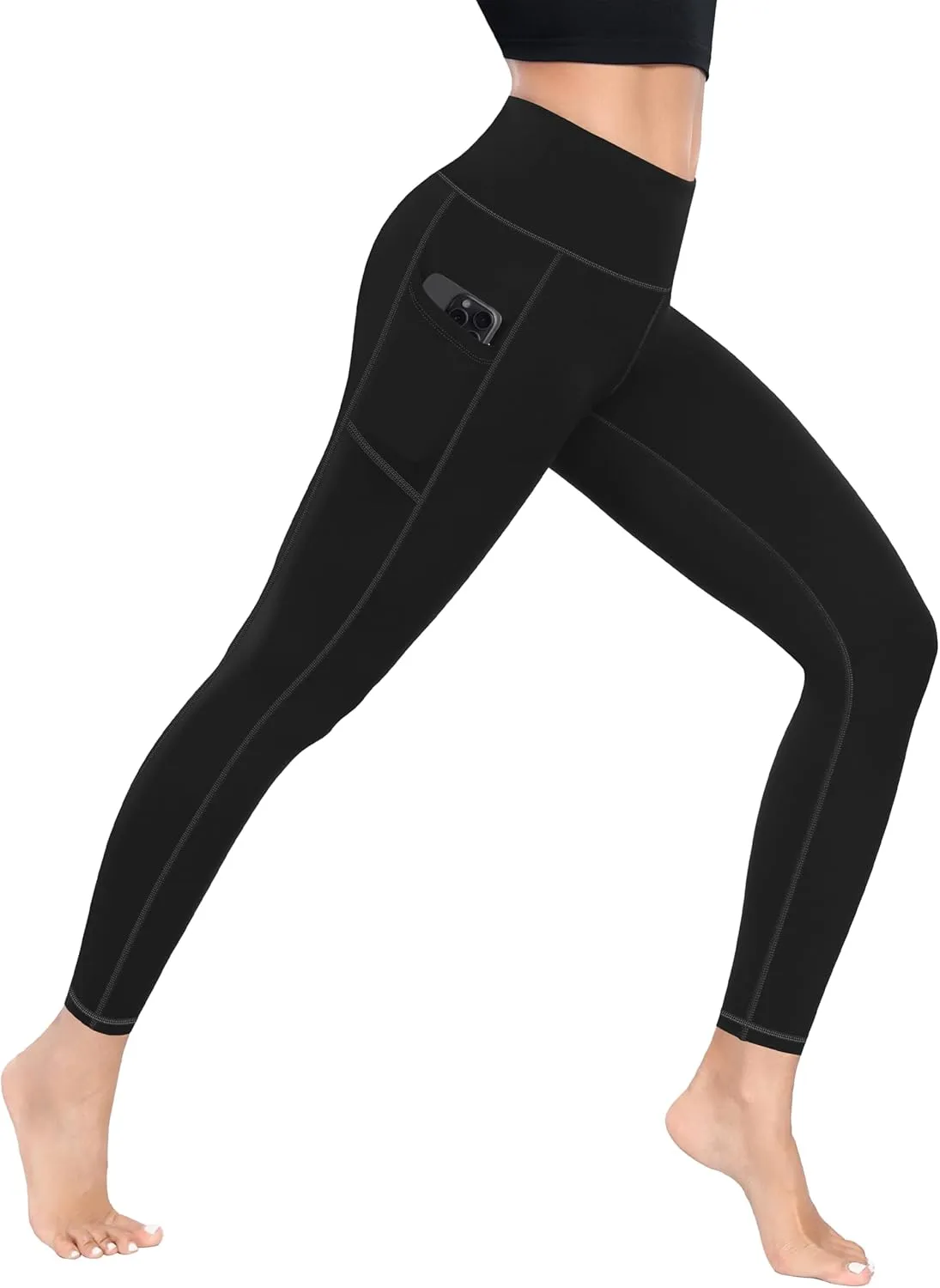 MIRITY Yoga Leggings with Pockets for Women - High Waist Tummy Control Pants for Workout Pack of 4