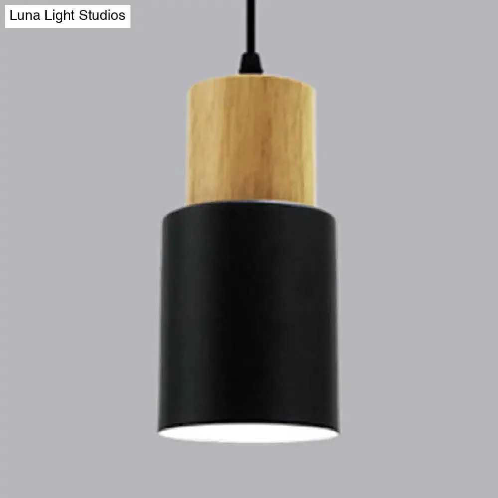 Modern Metal and Wood Hanging Lamp - 1 Light Pendant for Office Hallways