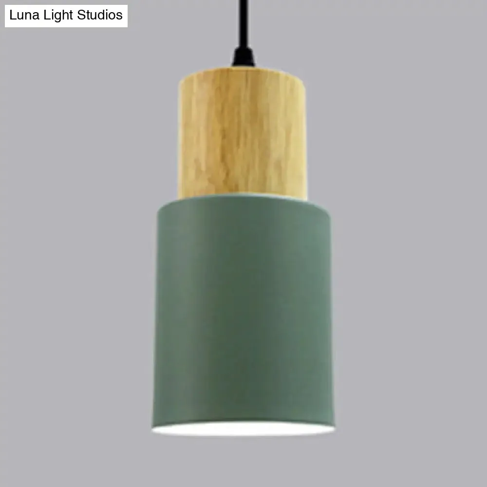 Modern Metal and Wood Hanging Lamp - 1 Light Pendant for Office Hallways