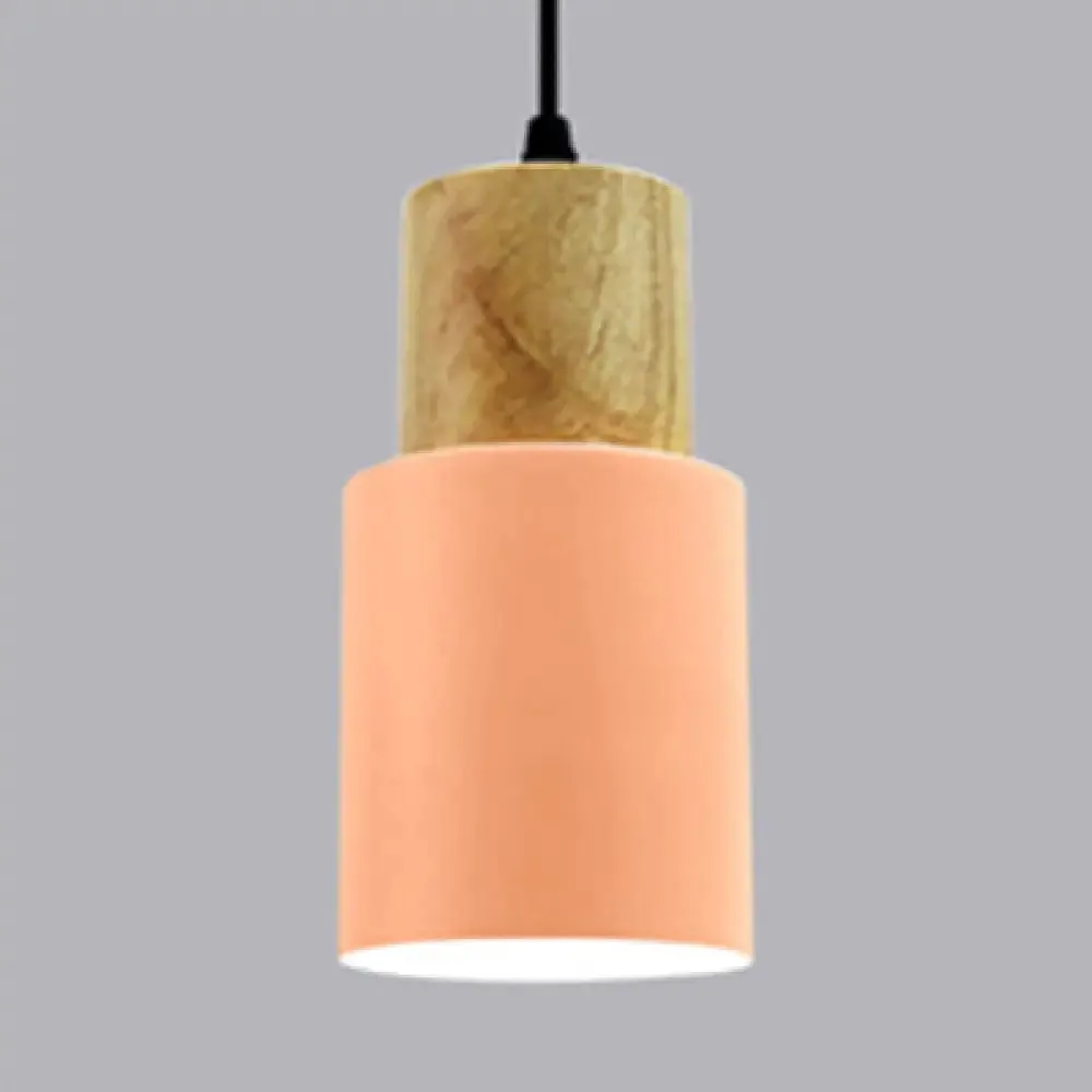 Modern Metal and Wood Hanging Lamp - 1 Light Pendant for Office Hallways