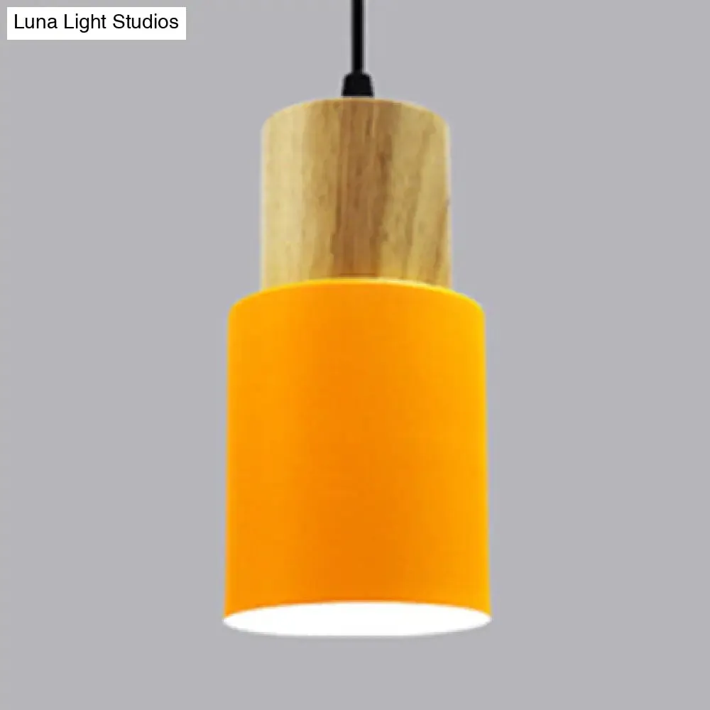 Modern Metal and Wood Hanging Lamp - 1 Light Pendant for Office Hallways