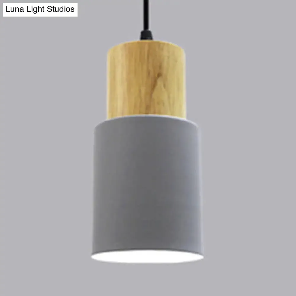 Modern Metal and Wood Hanging Lamp - 1 Light Pendant for Office Hallways