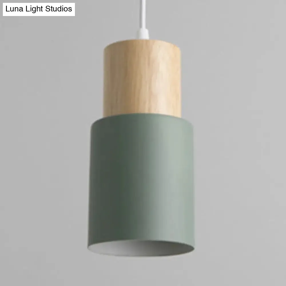 Modern Metal and Wood Hanging Lamp - 1 Light Pendant for Office Hallways