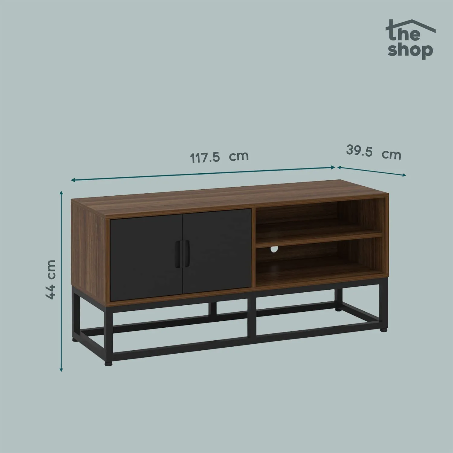 Monarch Modern Tv Stand 2 Door Mdf Entertainment Center With Metal Base Durable