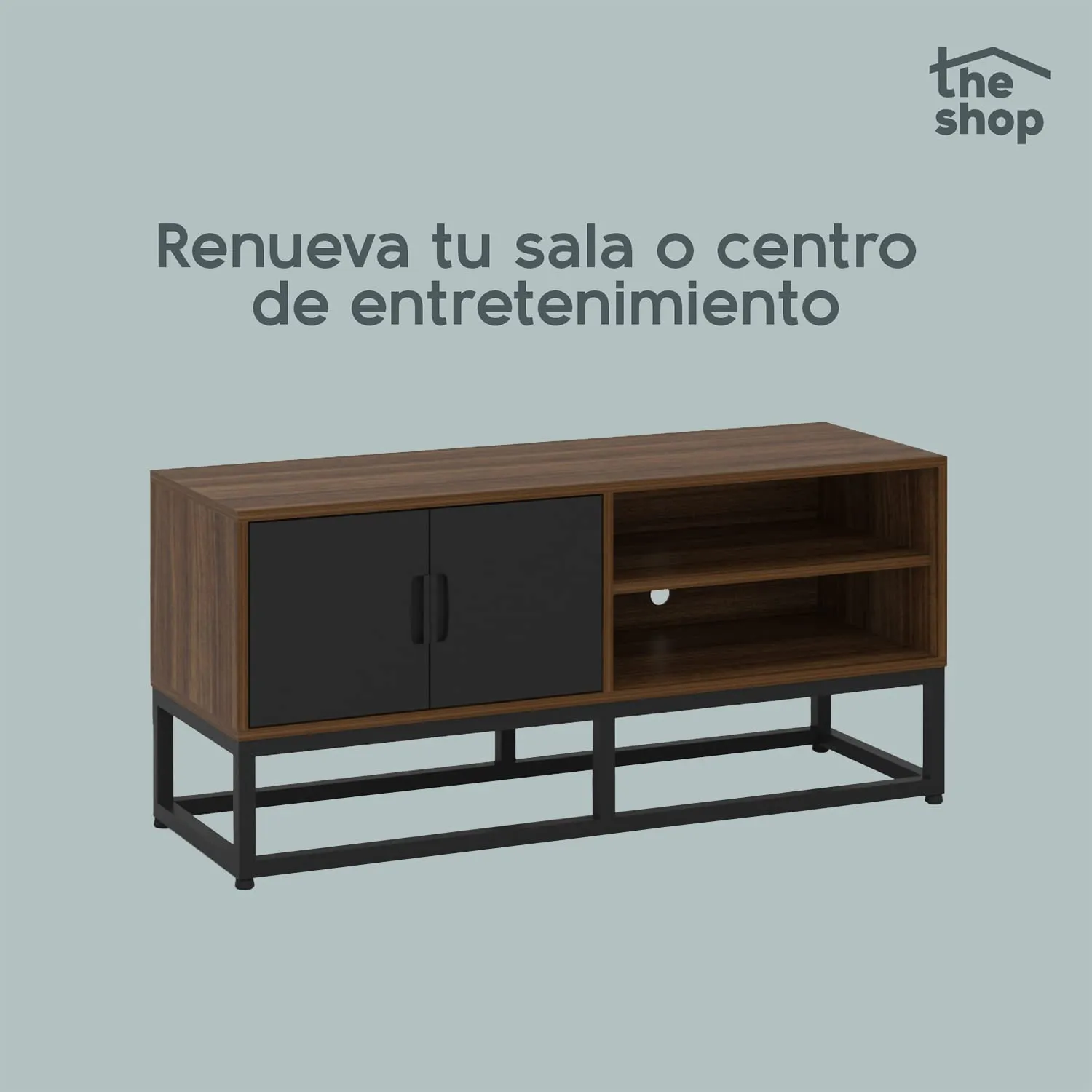 Monarch Modern Tv Stand 2 Door Mdf Entertainment Center With Metal Base Durable