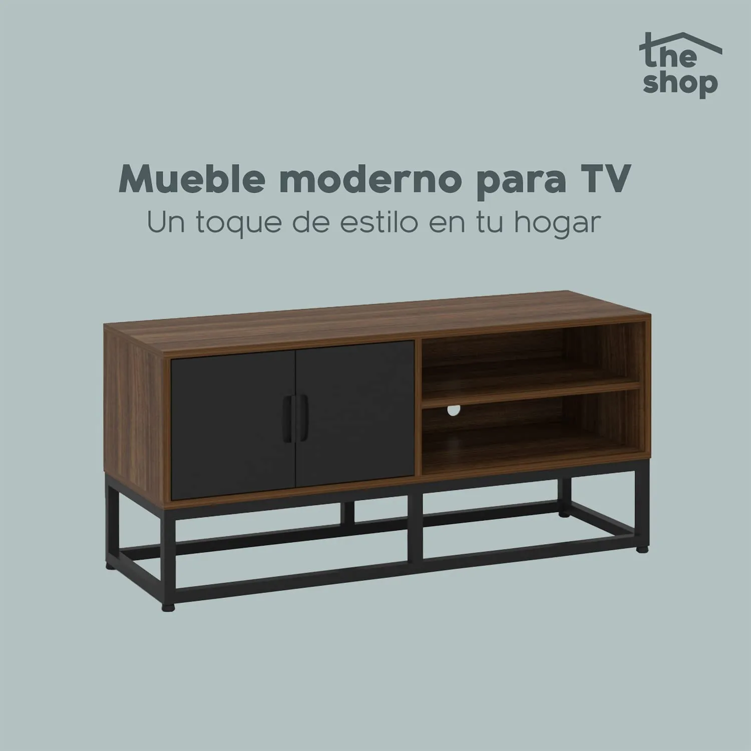 Monarch Modern Tv Stand 2 Door Mdf Entertainment Center With Metal Base Durable
