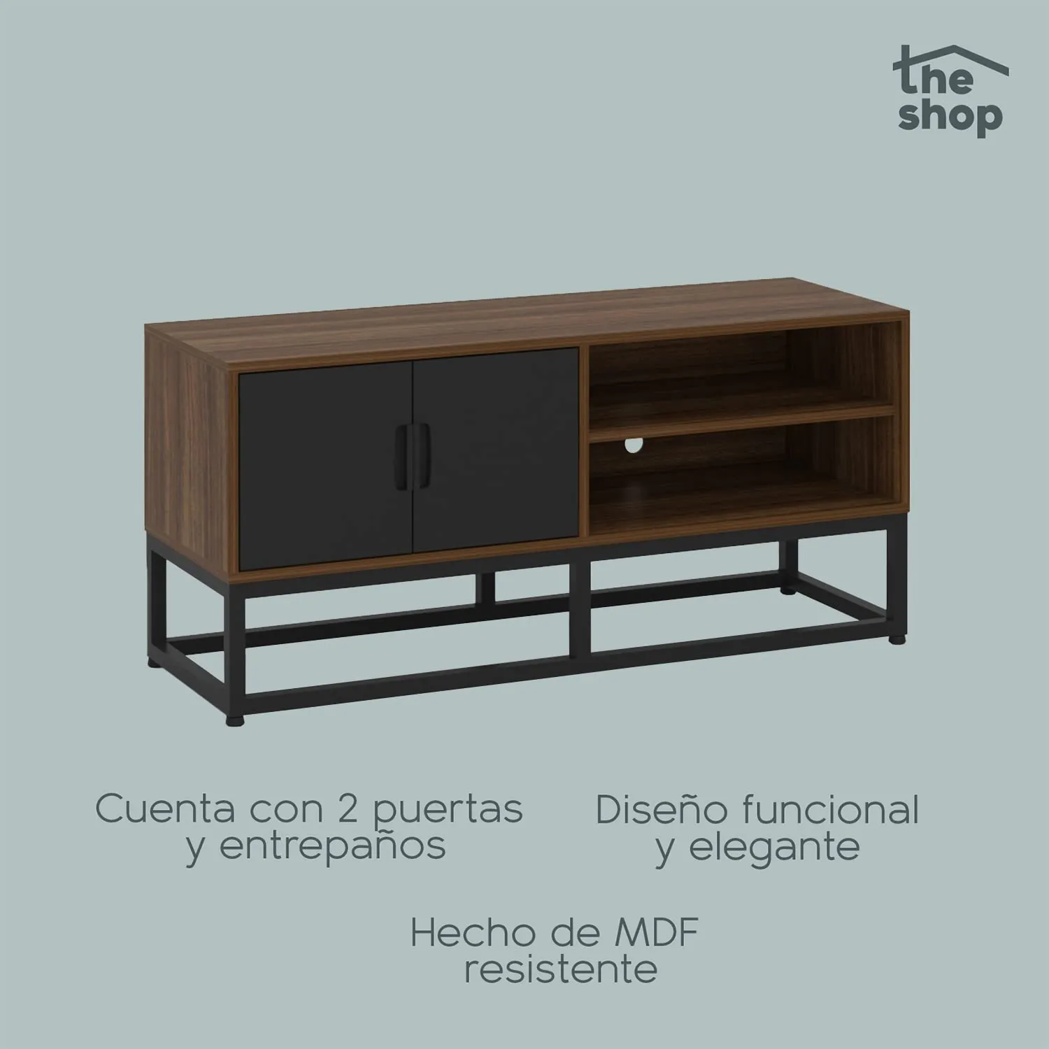 Monarch Modern Tv Stand 2 Door Mdf Entertainment Center With Metal Base Durable