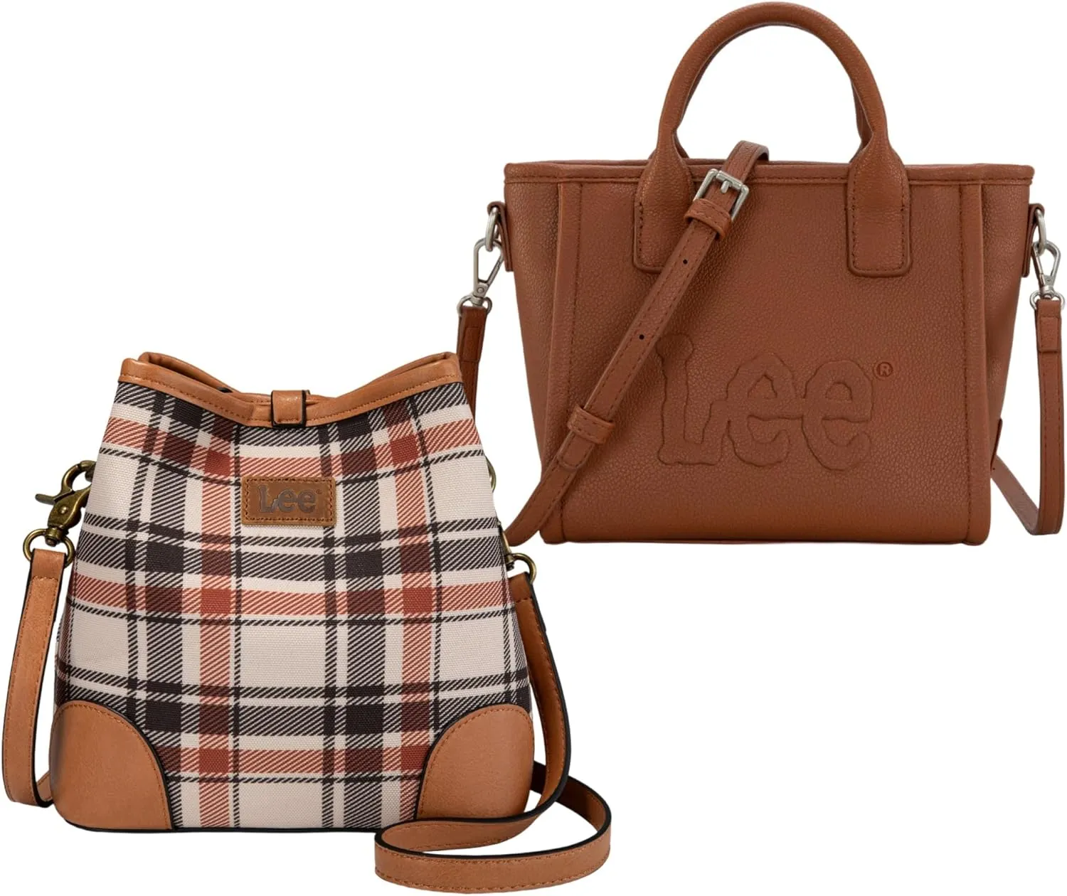 Montana West Lee Tote & Bucket Bag Combo  Minimalist Vegan Leather & Plaid Duo for Everyday Style