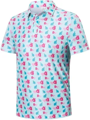 MOXILYN Golf Shirts for Men Moisture Wicking Quick-Dry Print Short Sleeve Performance Golf Polos