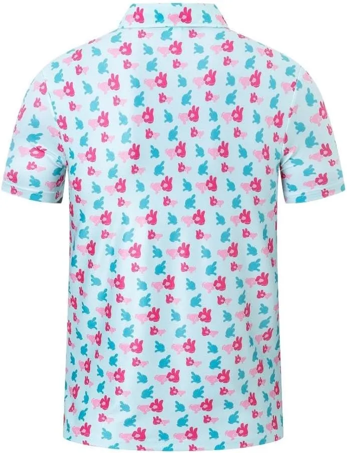MOXILYN Golf Shirts for Men Moisture Wicking Quick-Dry Print Short Sleeve Performance Golf Polos
