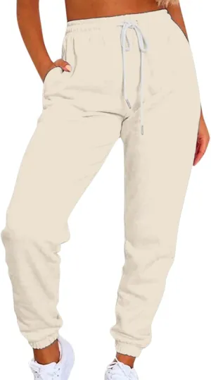 Muyise Fleece Lined Joggers for Women High Waisted Drawstring Thermal Sweatpants Workout Pants Running Pants with Pockets