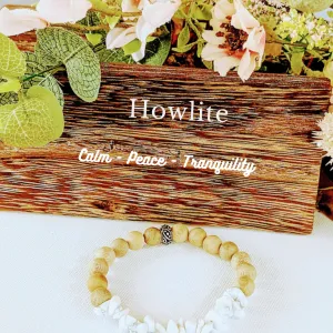 Natural Howlite Gemstone Chip Diffuser-Calming Bracelet