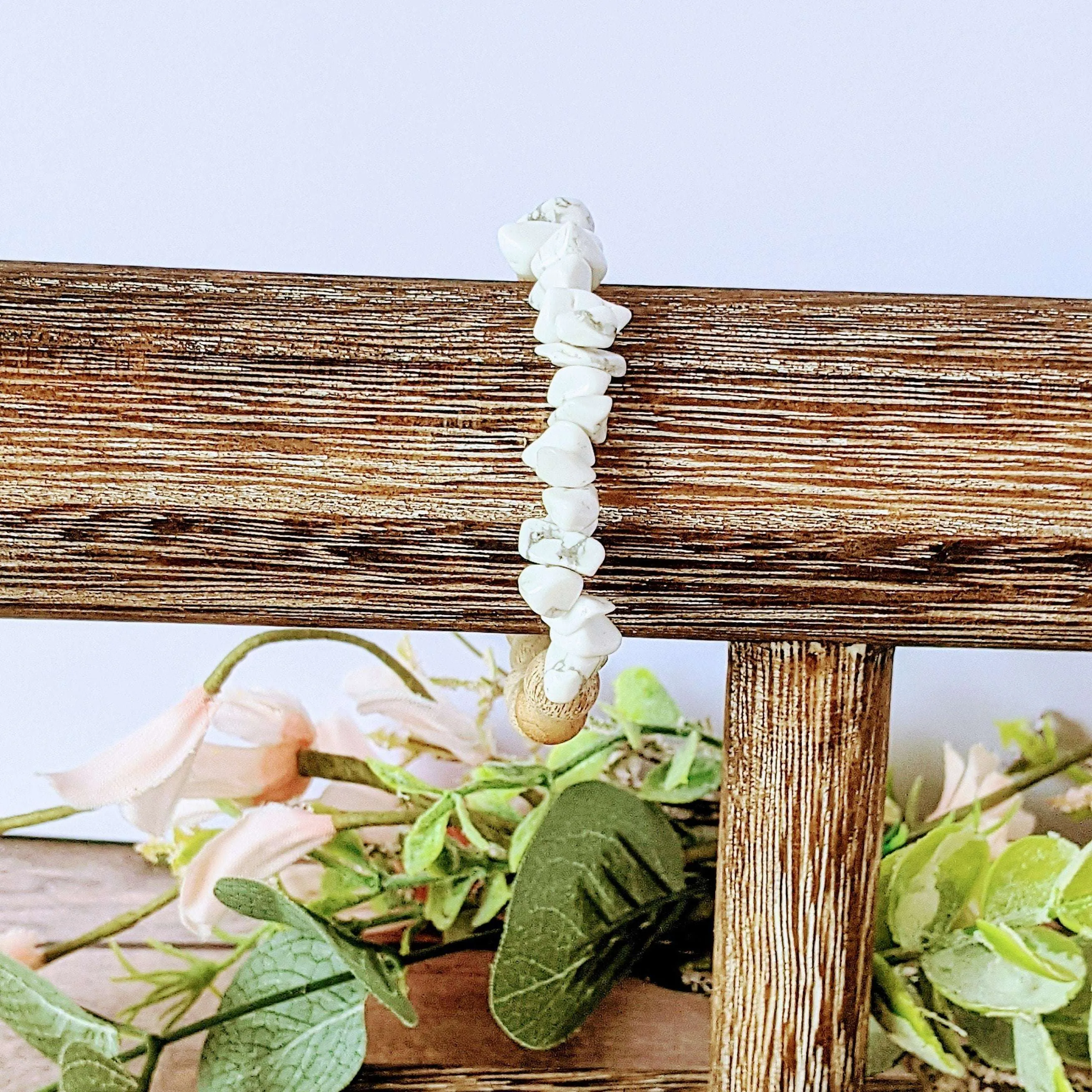 Natural Howlite Gemstone Chip Diffuser-Calming Bracelet