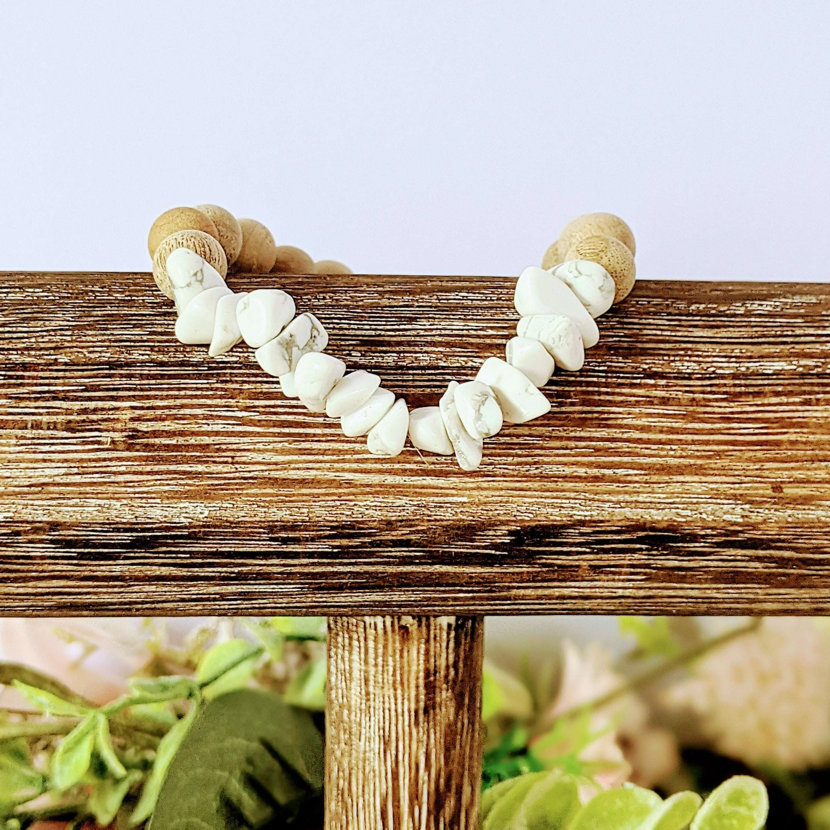 Natural Howlite Gemstone Chip Diffuser-Calming Bracelet