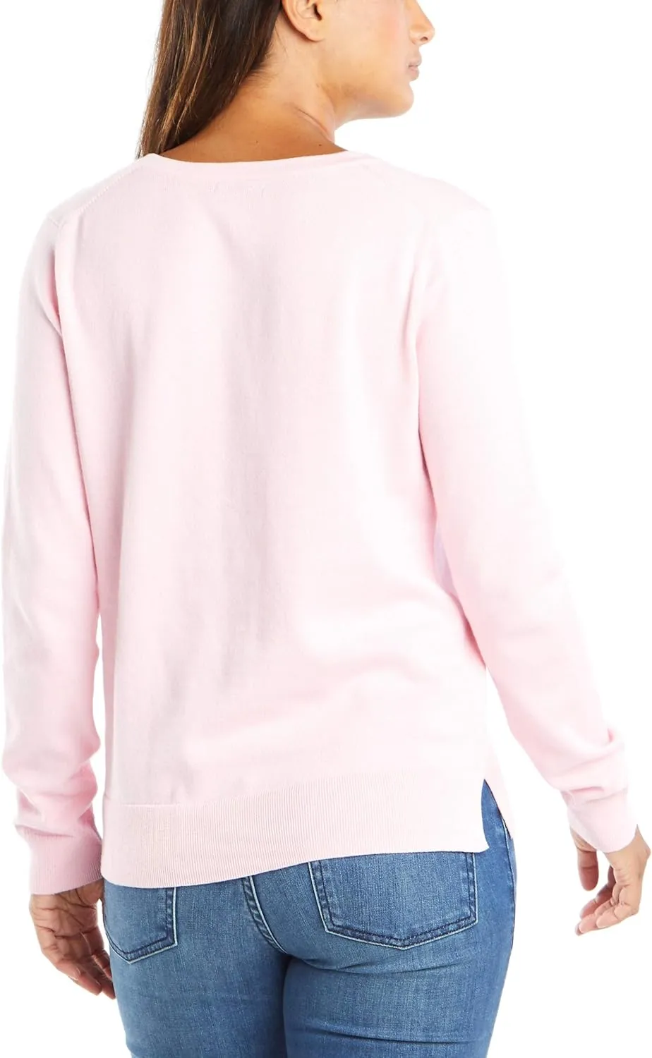 Nautica Women's Effortless J-Class Long Sleeve 100% Cotton V-Neck Sweater
