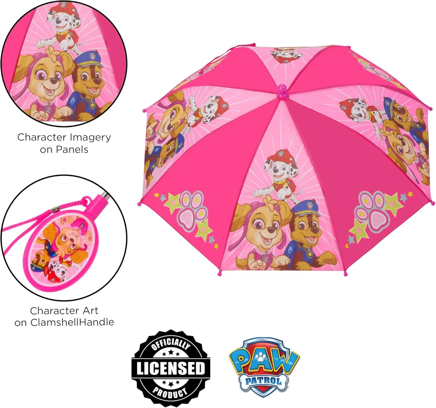 Nickelodeon Umbrella and Poncho Raincoat Set, Paw Patrol Girls Rain Wear for Toddler 2-3 Or Kids 4-7