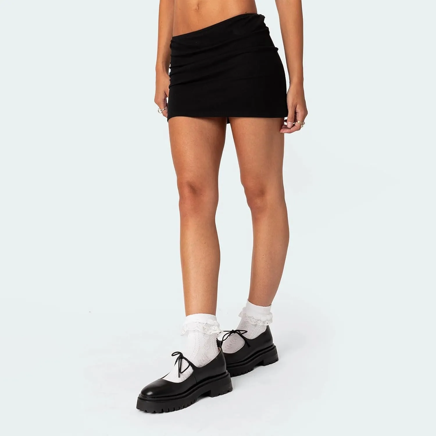 NUFIWI Women Y2k Tie Waist Mini Skirts Mid Waist Bodycon Micro Skorts Stretchy Side Slit Pencil Short Skirts with Shorts