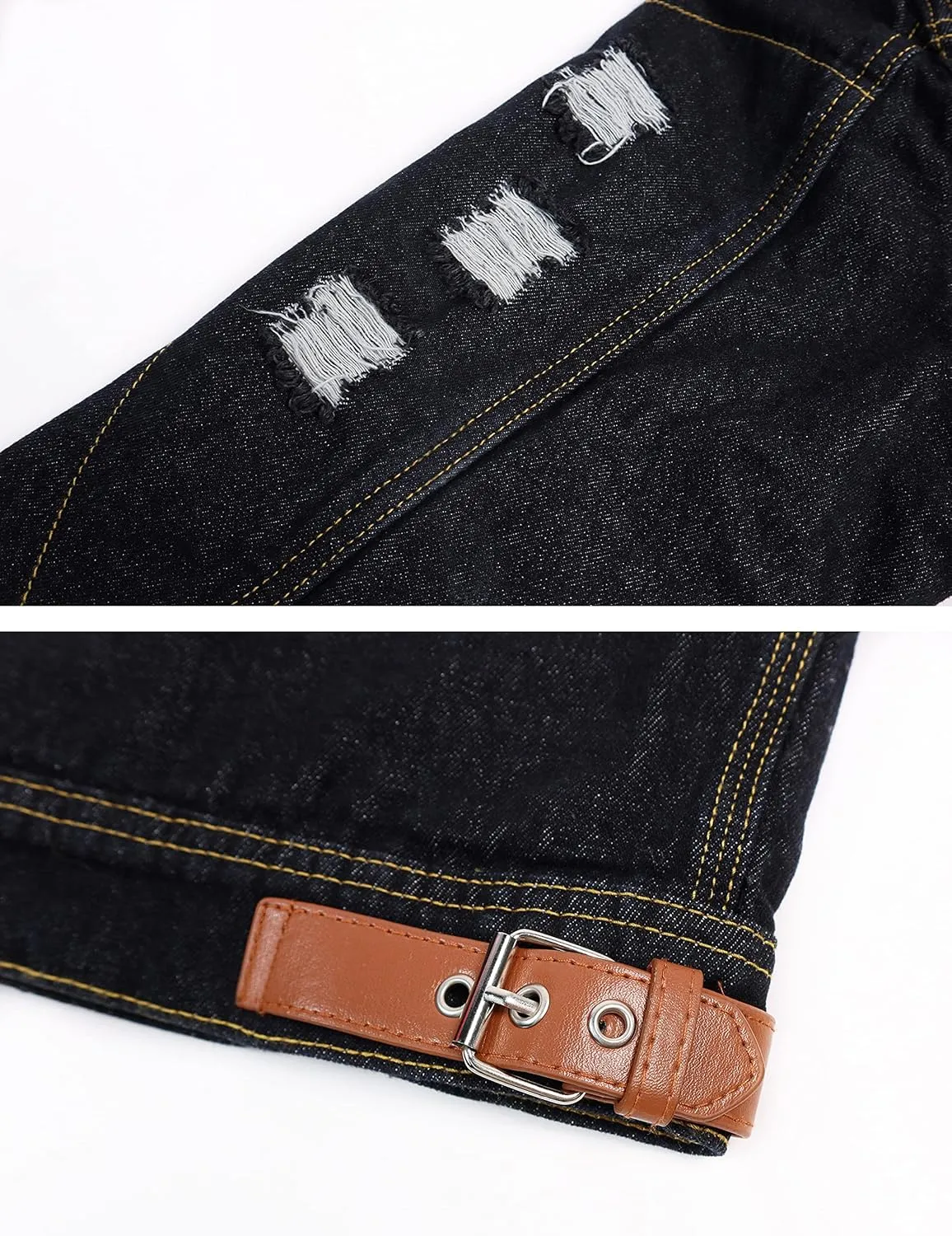 Omoone Men's Faux Fur Collar Sherpa Fleece Lined Distressed Denim Trucker Jacket