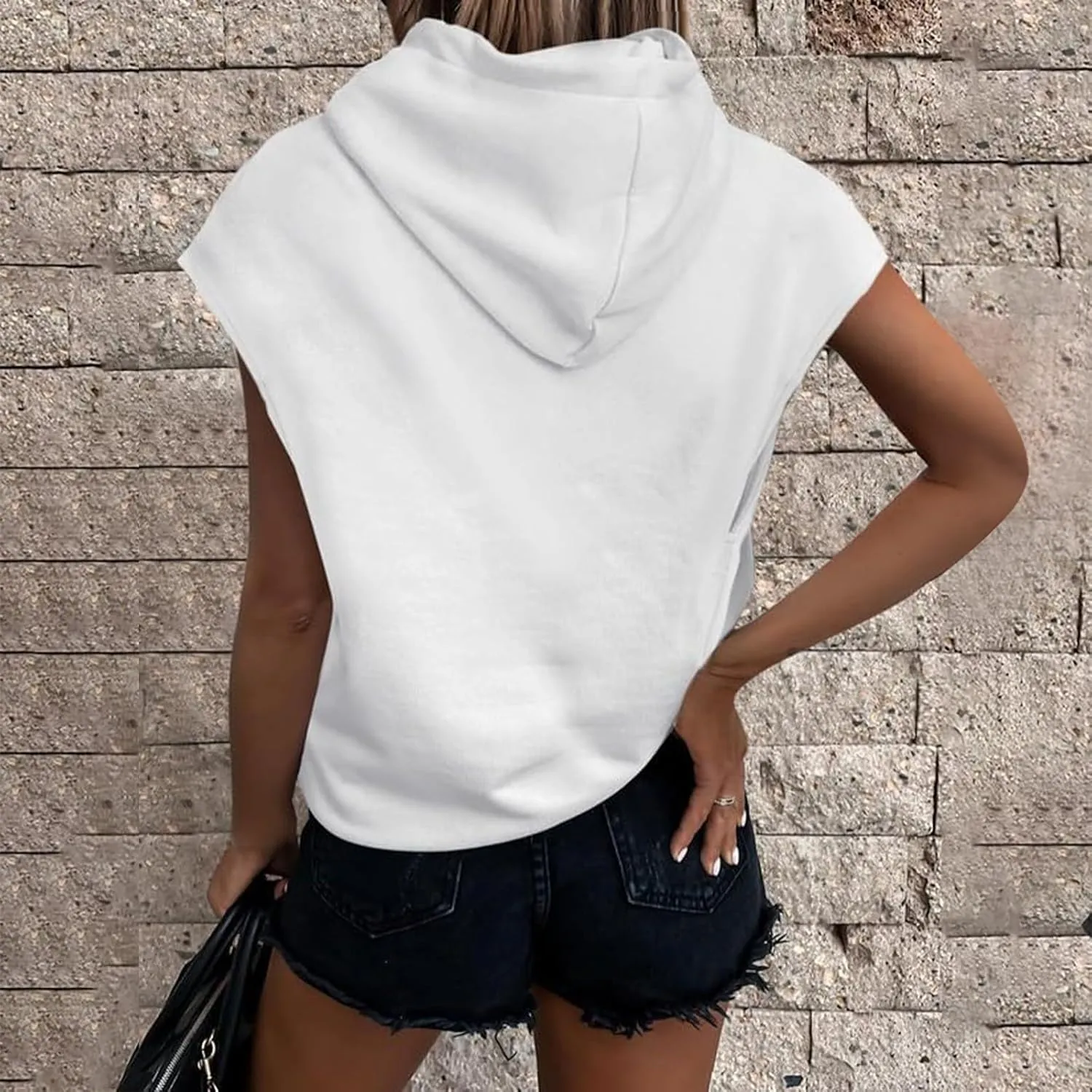 Oversized Hoodies for Women Short Sleeve Sweatshirts Loose Fit Pullover 2024 Fall Fashion Outfits Hooded Tank Tops