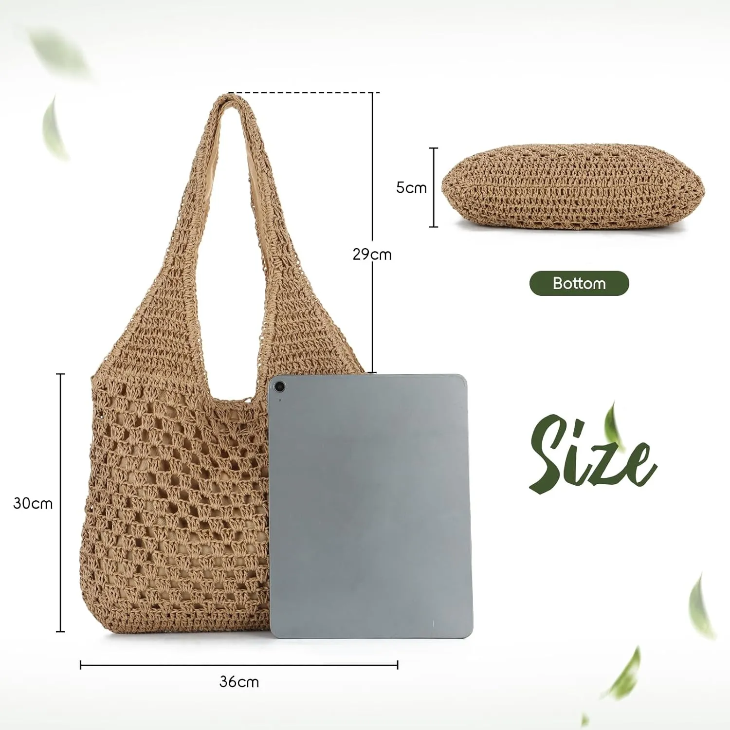 Oweisong Large Straw Beach Bag for Women Handmade Woven Raffia Tote Hobo Summer Shoulder Bag Vacation Handbag