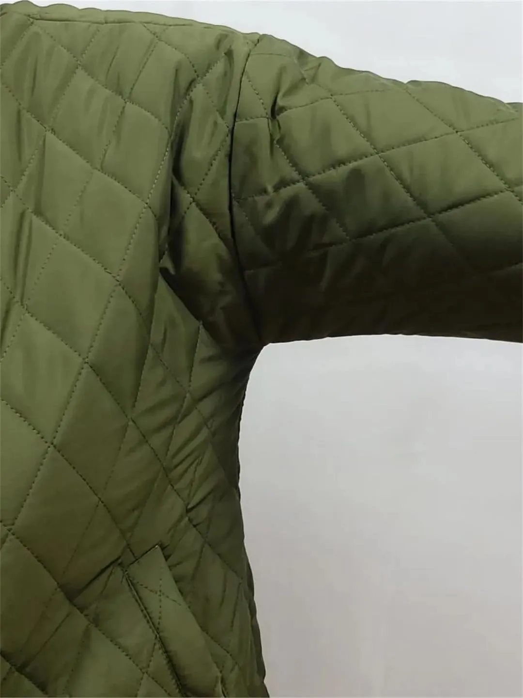 Parkas Women's Autumn Winter Long Sleeve Zipper Wadded Jacket Argyle Cotton-Padded Coat