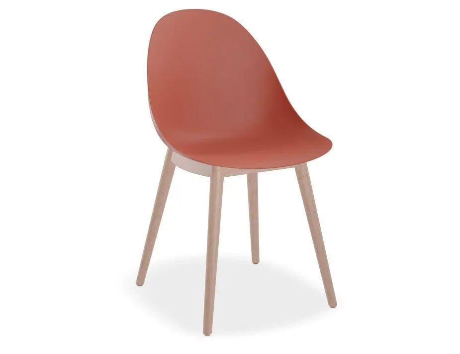 Pebble Chair Coral with Shell Seat - Swivel Base w Castors - Black