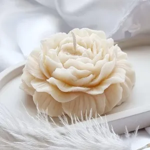 Peony Flower Candle | Set of 2 | White | Ylang Ylang Scented | 100% Soy wax | 20  burn hours | 85 grams | Clean burn | Vegan | Eco-friendly | Home decor | Gifting | Aesthetic