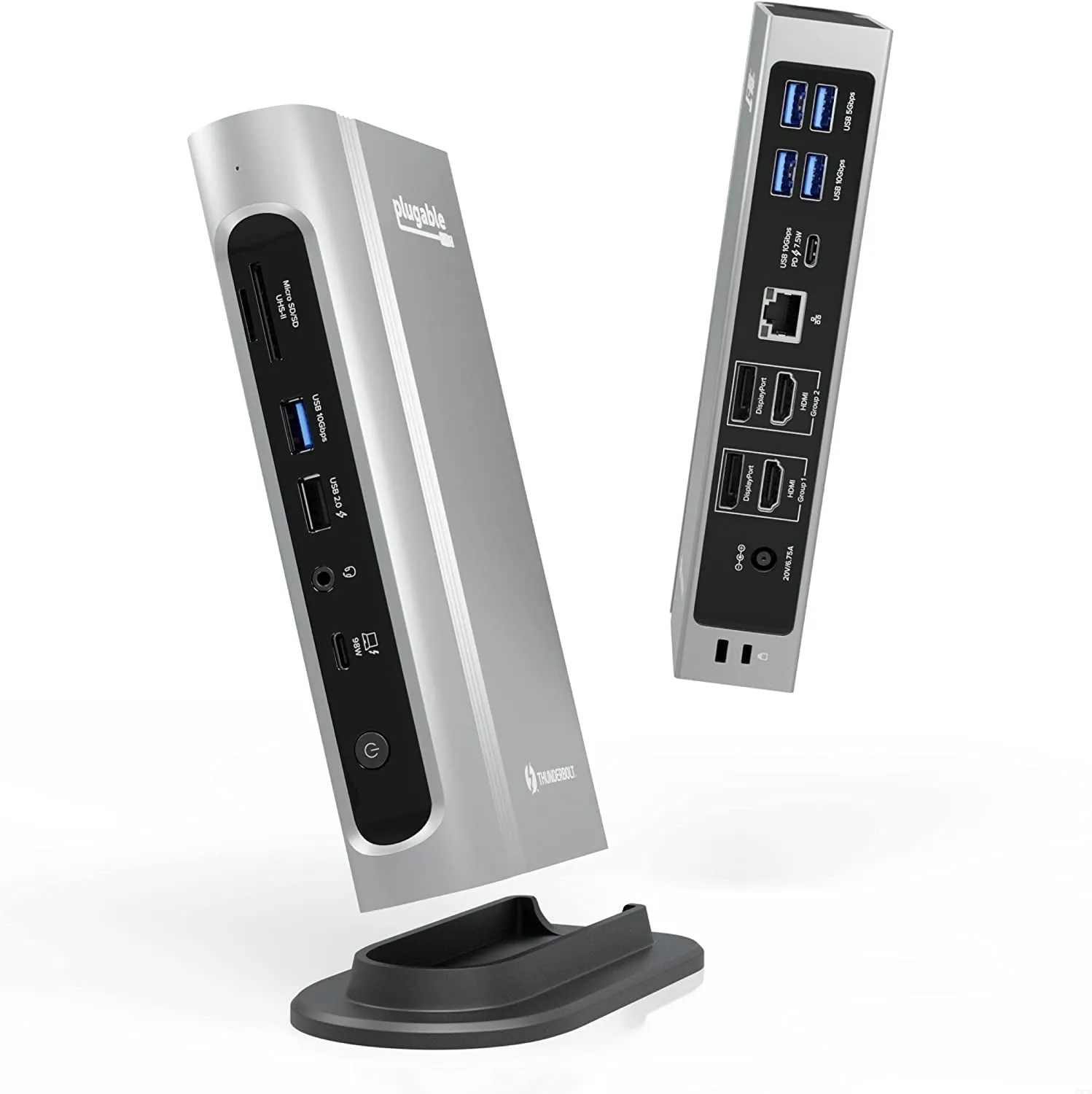 Plugable 16-In-1 Thunderbolt 4 Dock with 100W Charging, 4K Quad Monitor Setup for Thunderbolt 4 Windows Laptops, Thunderbolt Certified Dock with 2X HDMI, 2X Displayport, 2.5G Ethernet, 7X USB, SD