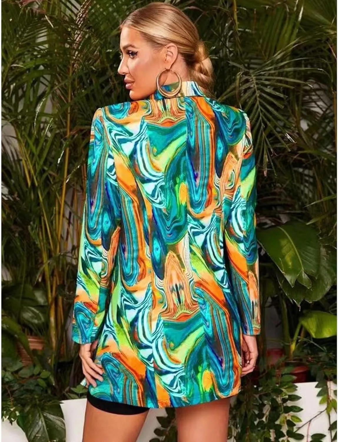 Printed Blazers for Women Colorful Women's Long Sleeves Notch Lapel Floral Blazer Casual Suit Jacket