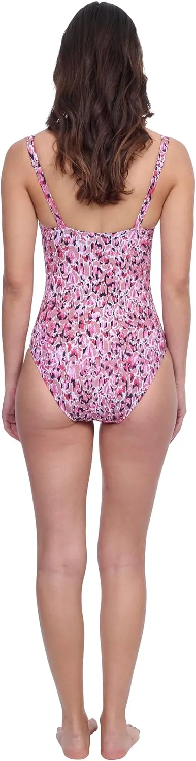 Profile by Gottex Fun Flair Womens One Piece Crossover Stylish Swimsuit with Soft Cup and Tummy Control Swim Essential