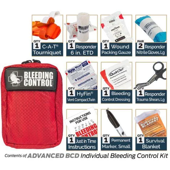 Public Access Bleeding Control Station - 8-PACK Nylon Pouch - Low Profile Metal Station