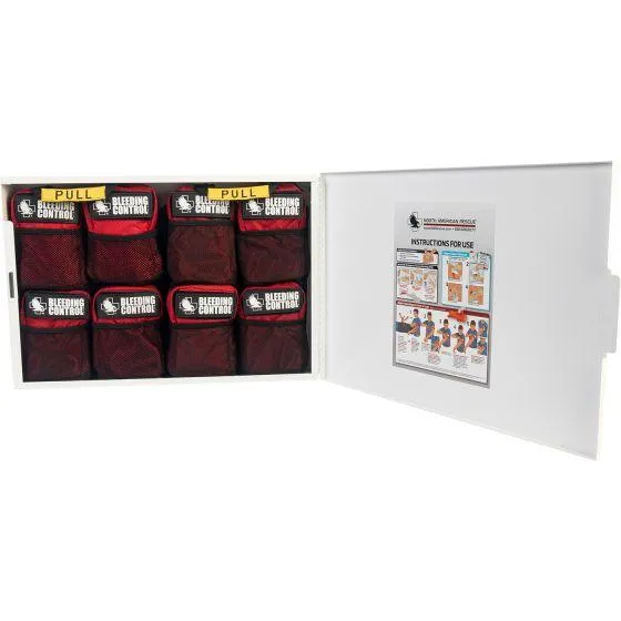 Public Access Bleeding Control Station - 8-PACK Nylon Pouch - Low Profile Metal Station