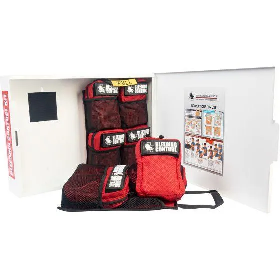 Public Access Bleeding Control Station - 8-PACK Nylon Pouch - Low Profile Metal Station