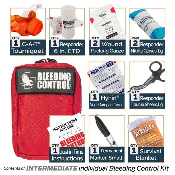 Public Access Bleeding Control Station - 8-PACK Nylon Pouch - Low Profile Metal Station