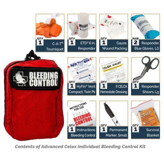 Public Access Bleeding Control Station - 8-PACK Nylon Pouch - Low Profile Metal Station