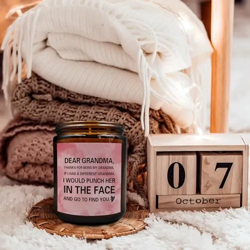 PUHEI Funny Grandma Candle, Grandma Candle Gifts from Grandkids Grandchild Grandson Granddaughter, Funny Mother’s Day Gifts for Grandma, Grandma Candle Soy Scented Jar Candles