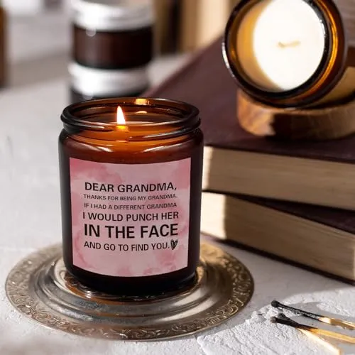 PUHEI Funny Grandma Candle, Grandma Candle Gifts from Grandkids Grandchild Grandson Granddaughter, Funny Mother’s Day Gifts for Grandma, Grandma Candle Soy Scented Jar Candles