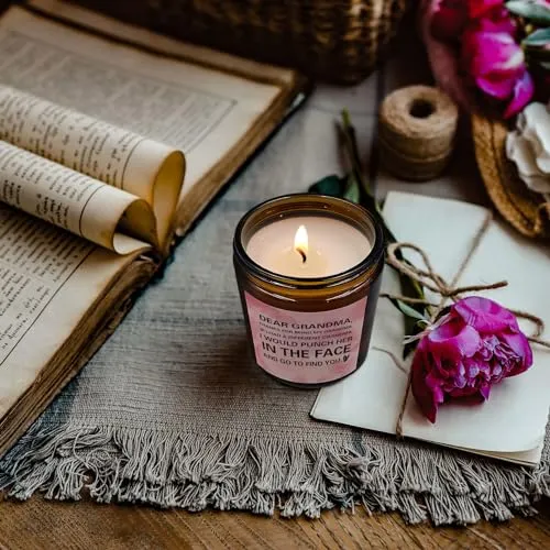 PUHEI Funny Grandma Candle, Grandma Candle Gifts from Grandkids Grandchild Grandson Granddaughter, Funny Mother’s Day Gifts for Grandma, Grandma Candle Soy Scented Jar Candles