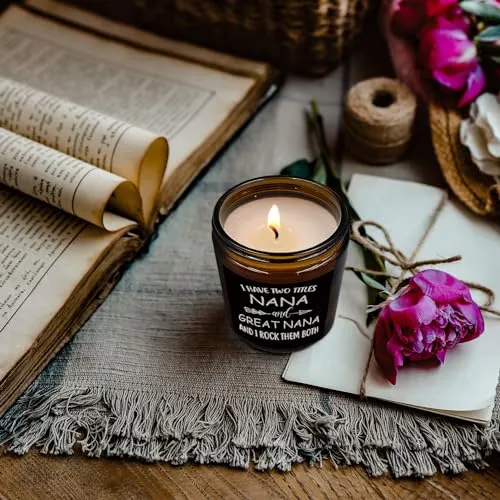 PUHEI Great Nana Gifts Candle, Nana Candle, Mothers Day Candle Gifts for Great Nana Grandma, Nana Gifts from Grandkids, I Have Two Titles Nana and Great Nana Grandma Soy Scented Jar Candles