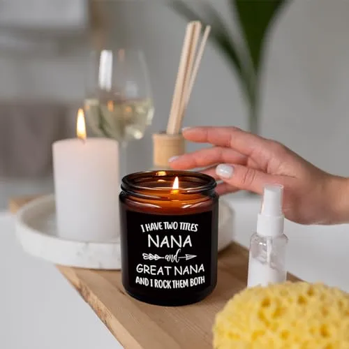 PUHEI Great Nana Gifts Candle, Nana Candle, Mothers Day Candle Gifts for Great Nana Grandma, Nana Gifts from Grandkids, I Have Two Titles Nana and Great Nana Grandma Soy Scented Jar Candles