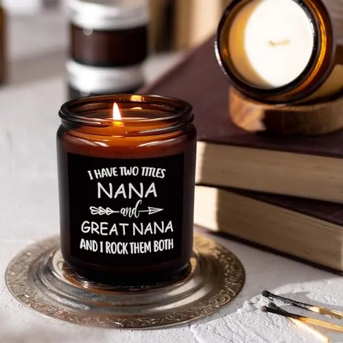 PUHEI Great Nana Gifts Candle, Nana Candle, Mothers Day Candle Gifts for Great Nana Grandma, Nana Gifts from Grandkids, I Have Two Titles Nana and Great Nana Grandma Soy Scented Jar Candles
