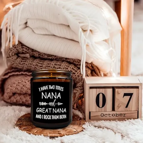 PUHEI Great Nana Gifts Candle, Nana Candle, Mothers Day Candle Gifts for Great Nana Grandma, Nana Gifts from Grandkids, I Have Two Titles Nana and Great Nana Grandma Soy Scented Jar Candles