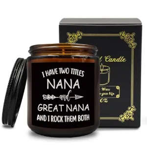 PUHEI Great Nana Gifts Candle, Nana Candle, Mothers Day Candle Gifts for Great Nana Grandma, Nana Gifts from Grandkids, I Have Two Titles Nana and Great Nana Grandma Soy Scented Jar Candles