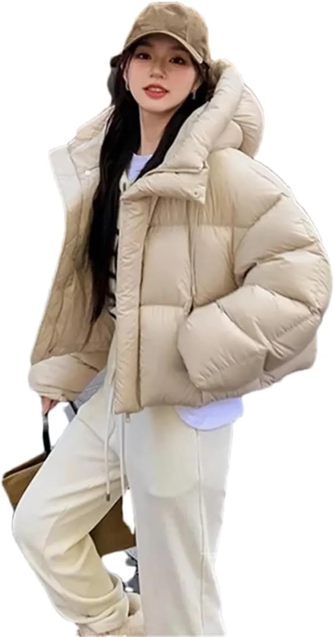 Pulcykp Women Winter Down Jacket Coat Hoodie Duck Warm Down Outwear Cotton-Padded Puffer Coat