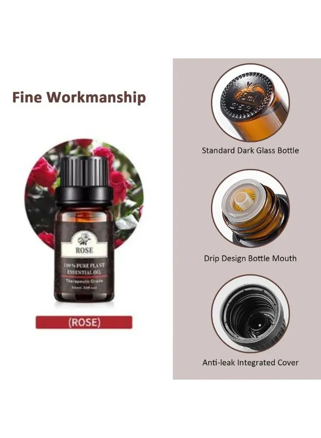Pure Essential Oils Aromatherapy Diffusers Air Fresh Care, Essential Oil For Diffuser, 10ml, Rose