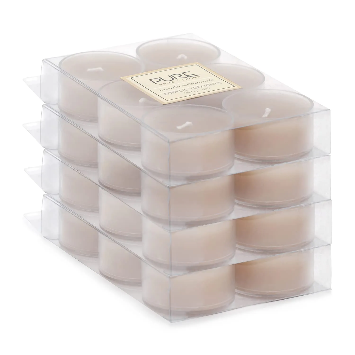 Pure Home and Living Set of 24 Beige Lavender and Chamomile Tea Lights
