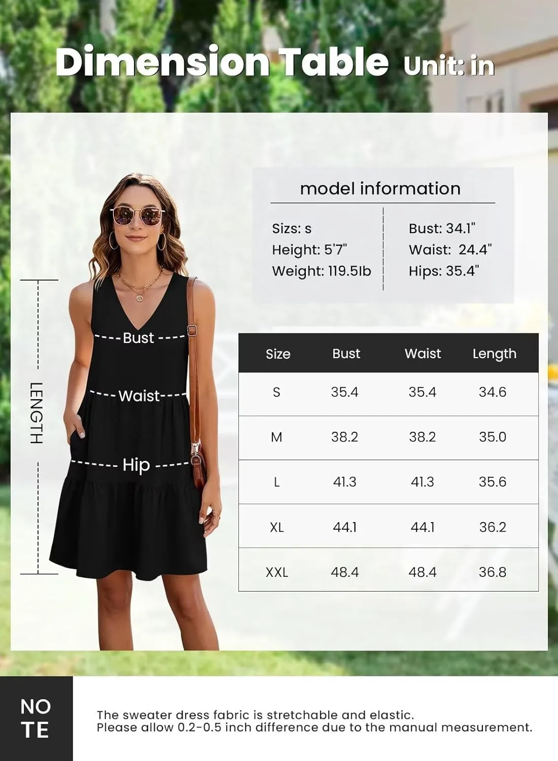 QACOHU Women's Summer Sleeveless V Neck Mini Dress with Pockets Casual Sundress Beach Dresses for Women 2025