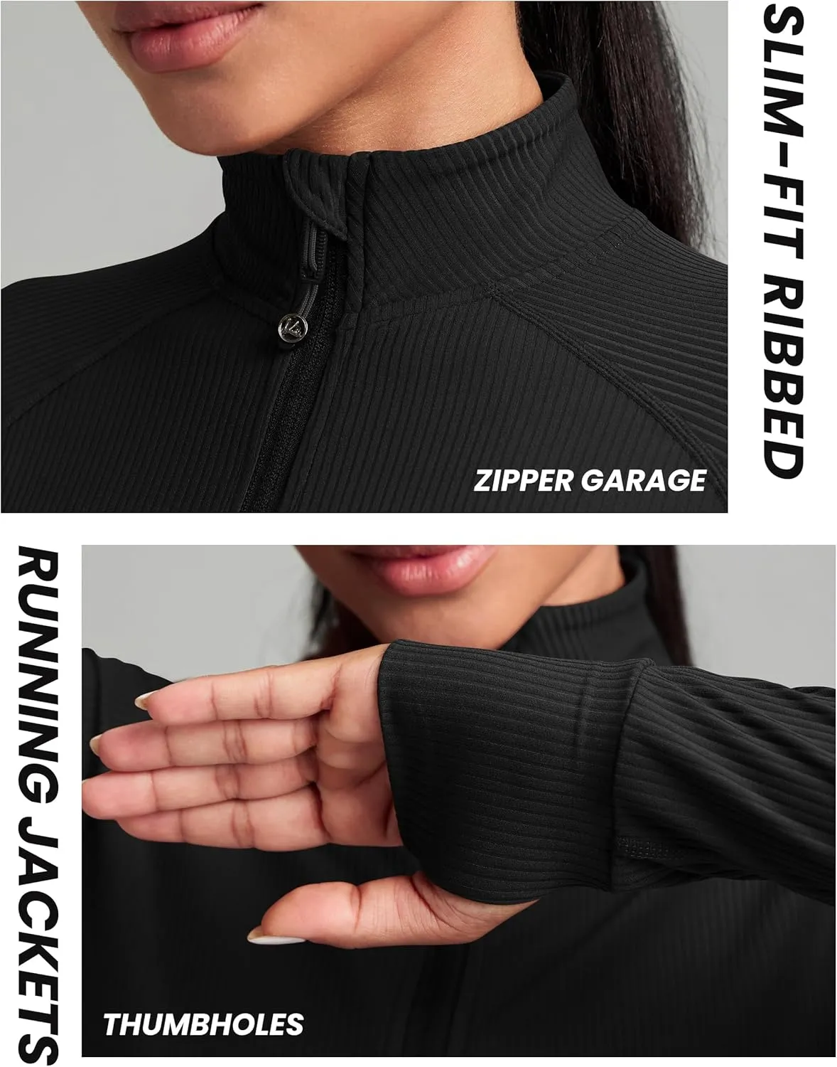 QUEENIEKE Women's Cropped Workout Jackets - Zip Up Long Sleeves Athletic Yoga Slim Fit BBL Running Jacket with Thumb Holes