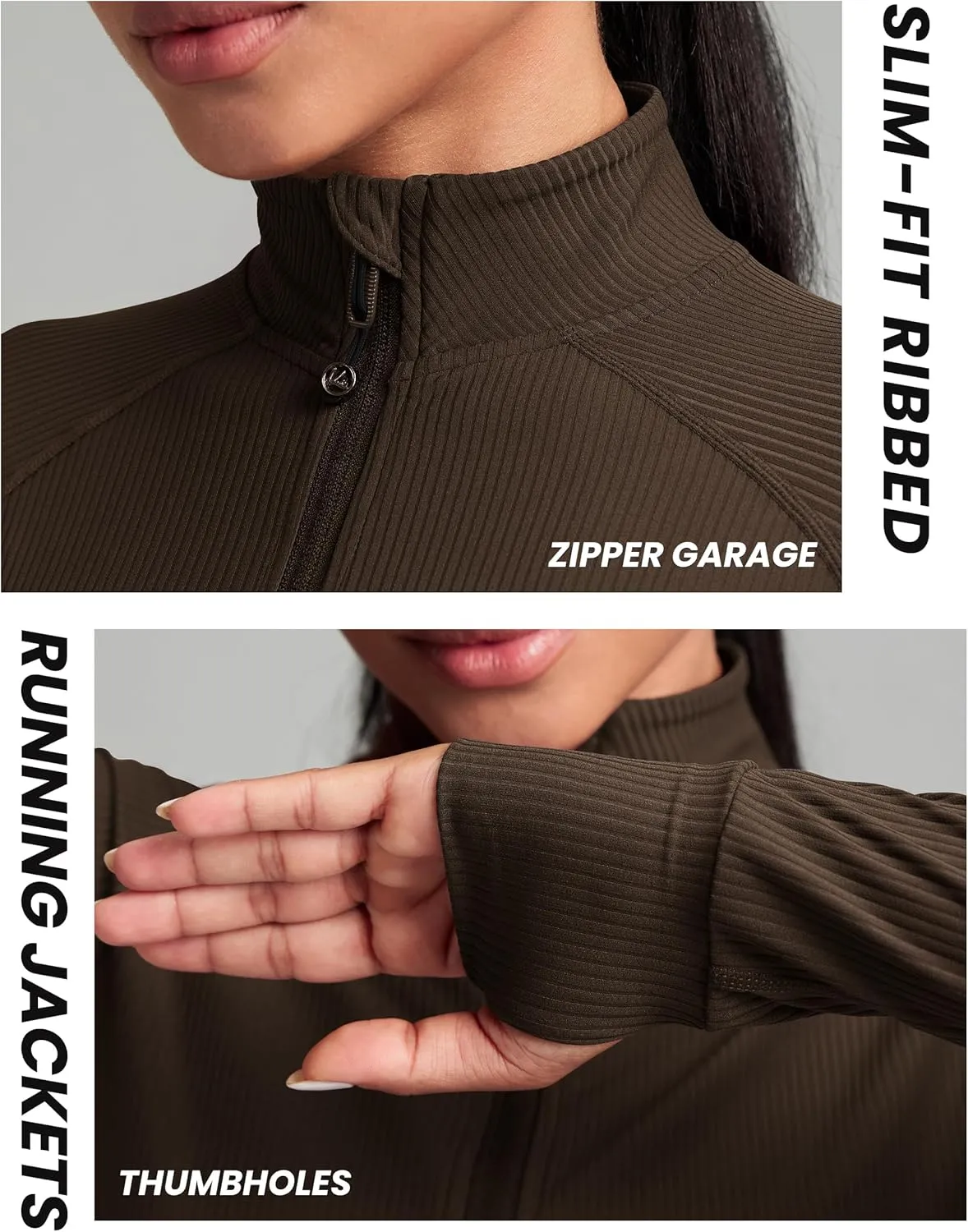 QUEENIEKE Women's Cropped Workout Jackets - Zip Up Long Sleeves Athletic Yoga Slim Fit BBL Running Jacket with Thumb Holes