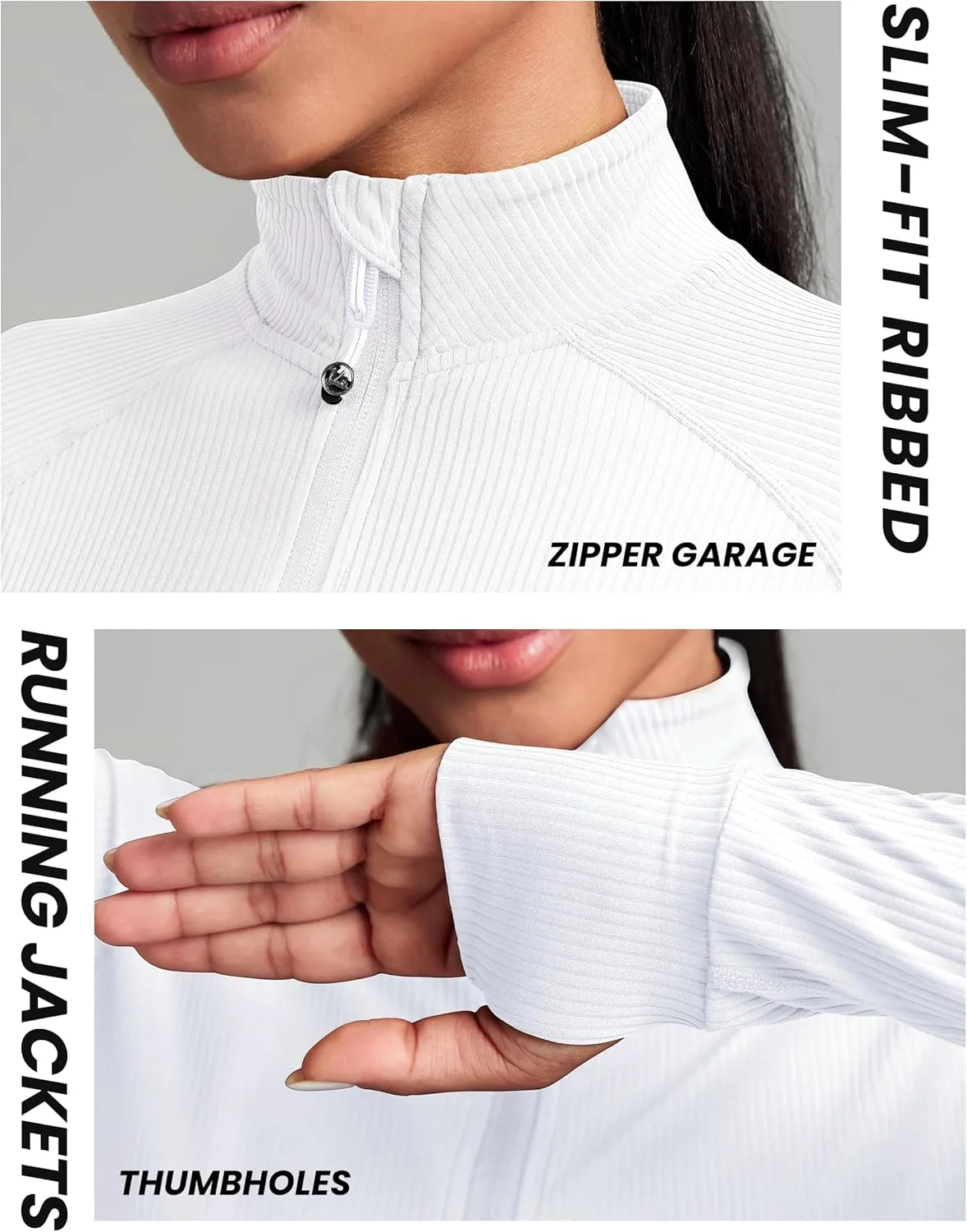 QUEENIEKE Women's Cropped Workout Jackets - Zip Up Long Sleeves Athletic Yoga Slim Fit BBL Running Jacket with Thumb Holes